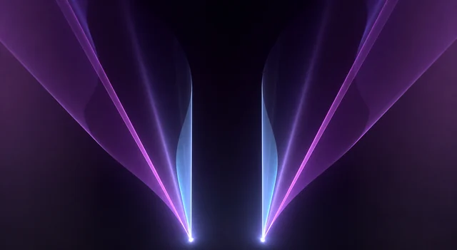 Membranas de luz violeta e azul em composição bilateral